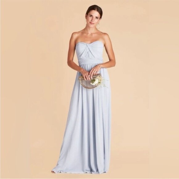NEW Birdy Grey Grace Convertible Chiffon Bridesmaid Dress Ice Blue Size Medium - Picture 15 of 16